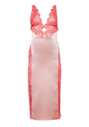 Fleur Du Mal V-neck lace midi dress - Pink