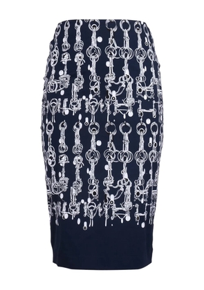 Samantha Sung chain-link print pencil skirt - Blue