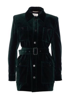 Saint Laurent belted velvet jacket - Green