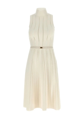 Elisabetta Franchi banded-weave pleated dress - Neutrals