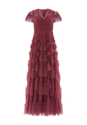 Needle & Thread Aviana ruffled V-neck maxi dress - Red