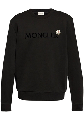 Moncler flocked-logo cotton sweatshirt - Black