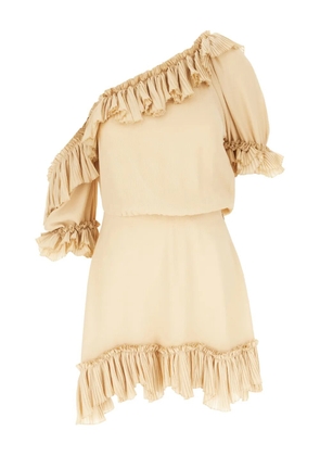 Saint Laurent ruffle-detail one-shoulder dress - Neutrals