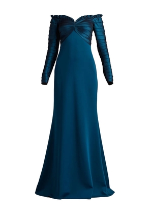 Tadashi Shoji ruffled long-sleeve maxi dress - Blue