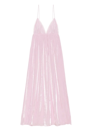 GANNI metallic-effect maxi dress - Pink