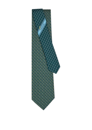 Ferragamo pen-print silk tie - Green