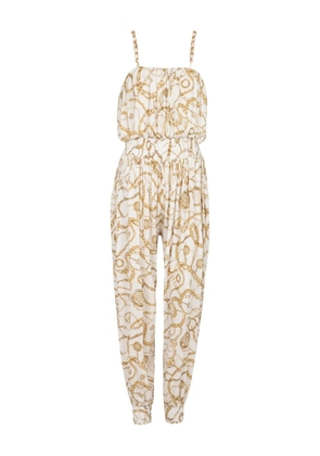 Balmain graphic-print jumpsuit - White