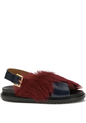 Marni fur-detail buckle fussbett sandals - Red