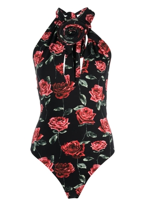 Magda Butrym floral-print keyhole-neck bodysuit - Black