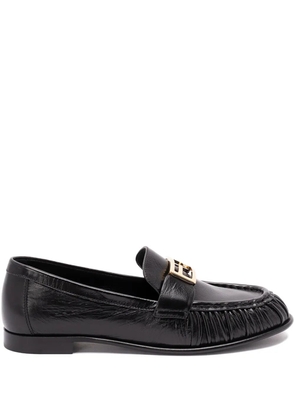 FENDI logo-detail leather loafers - Black