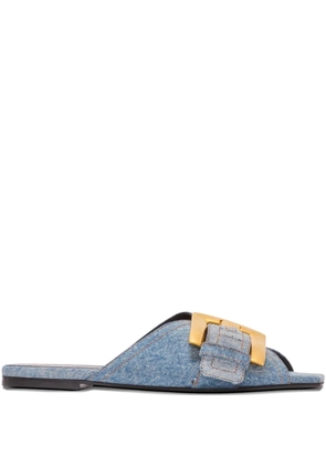 Balmain Anthem flat denim sandals - Blue