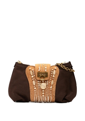 Ferragamo Pre-Owned 2021 Studded Canvas Gancini Clutch on Chain crossbody bag - Brown