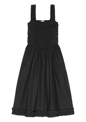 GANNI ruched poplin dress - Black