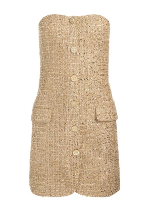 alice + olivia Madison strapless button-down mini dress - Neutrals