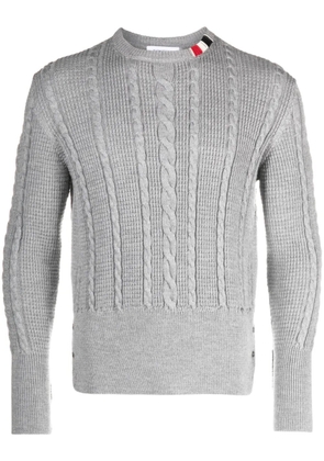 Thom Browne RWB-stripe cable-knit wool jumper - Grey