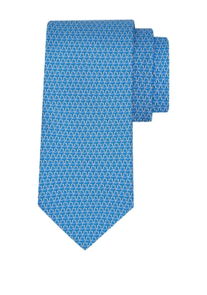 Ferragamo gancini tricot print silk tie - Blue