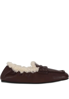 Miu Miu shearling-detail nappa loafers - Brown