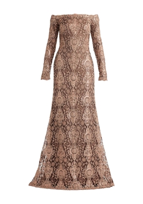 Tadashi Shoji off-shoulder maxi dress - Brown