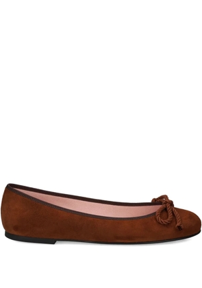 Pretty Ballerinas Rosario bow-detail suede ballet flats - Brown