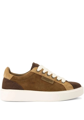 Kurt Geiger London Albion suede panelled lace-up sneakers - Brown