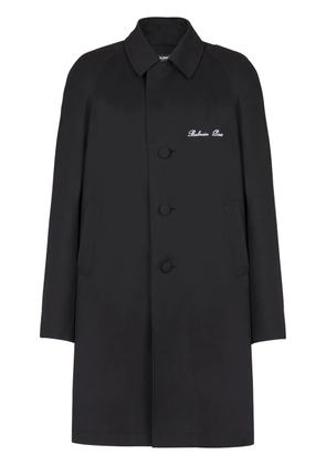 Balmain logo-embroidered single-breasted coat - Black