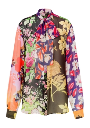 Moschino floral-print silk blouse - Black