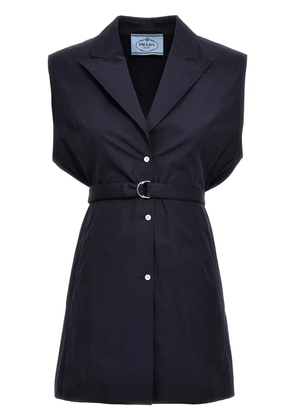 Prada belted poplin vest - Blue