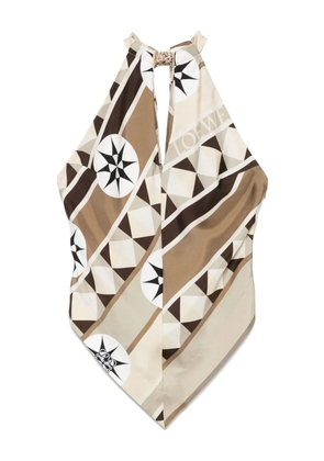 LOEWE Anagram-plaque blouse - Neutrals