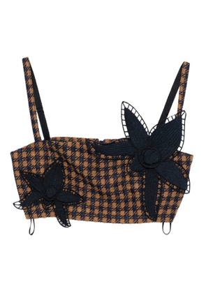 Oscar de la Renta Pre-Owned orchid-embroidered tweed top - Brown