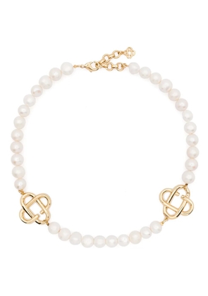 Casablanca pearl logo necklace - Gold