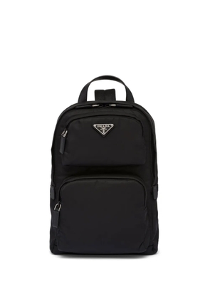 Prada enamel triangle-logo backpack - Black