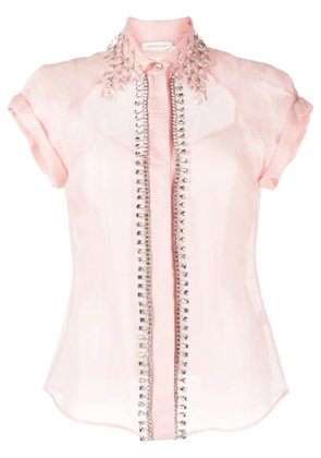ZIMMERMANN Matchmaker Diamante linen-blend blouse - Pink