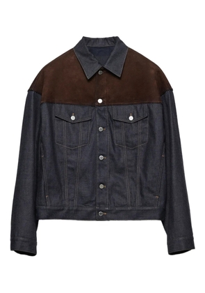 Prada suede-panel denim jacket - Blue