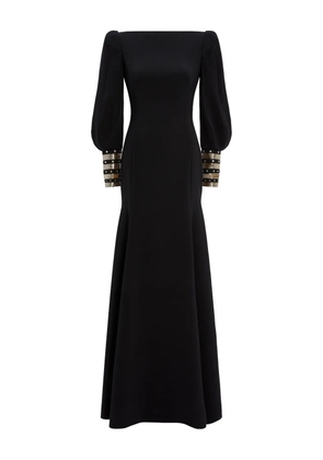 Jenny Packham embellished-cuffs puff-sleeve maxi dress - Black