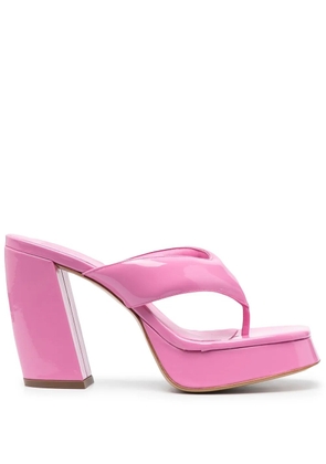 GIABORGHINI glossy-finish square-toe sandals - Pink