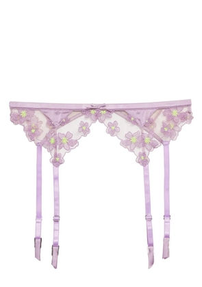 Fleur Du Mal Petal embroidered garter belt - Purple