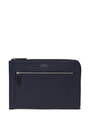 Smythson Flat Travel Organizer zip-top pouch - Blue