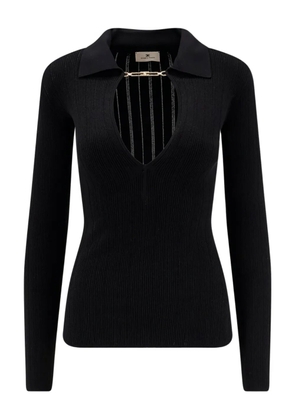 Elisabetta Franchi ribbed-knit polo-neck top - Black