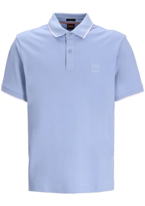 BOSS logo-patch polo shirt - Blue