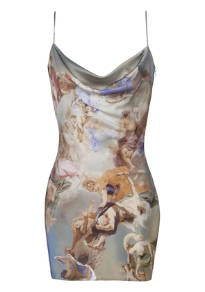 Balmain Sky-print cowl-neck minidress - Blue