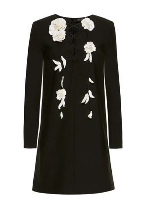 Oscar de la Renta lace-up floral mini dress - Black