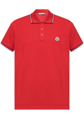 Moncler logo-appliqué cotton polo shirt - Red