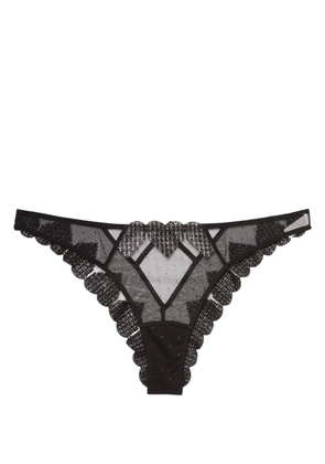 Fleur Du Mal Heart embroidered cheeky briefs - Black