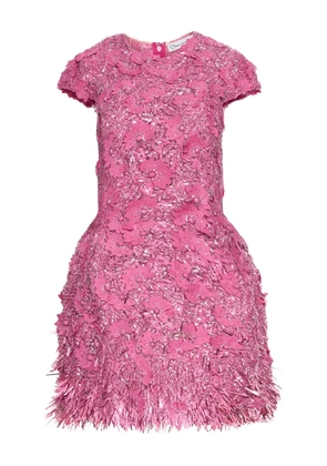 Oscar de la Renta sequin-embellished raffia mini dress - Pink