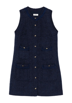 SANDRO tweed flap-pocket mini dress - Blue