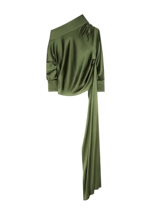 DRIES VAN NOTEN draped satin shirt - Green