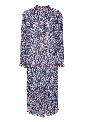 GANNI georgette pleated midi dress - Blue