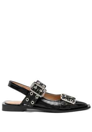GANNI eyelet-detail slingback pumps - Black