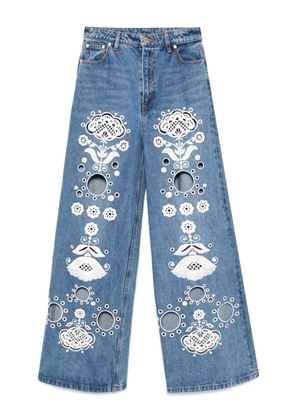 Cynthia Rowley embroidered wide-leg jeans - Blue