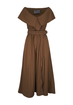 Lela Rose belted midi dress - Brown